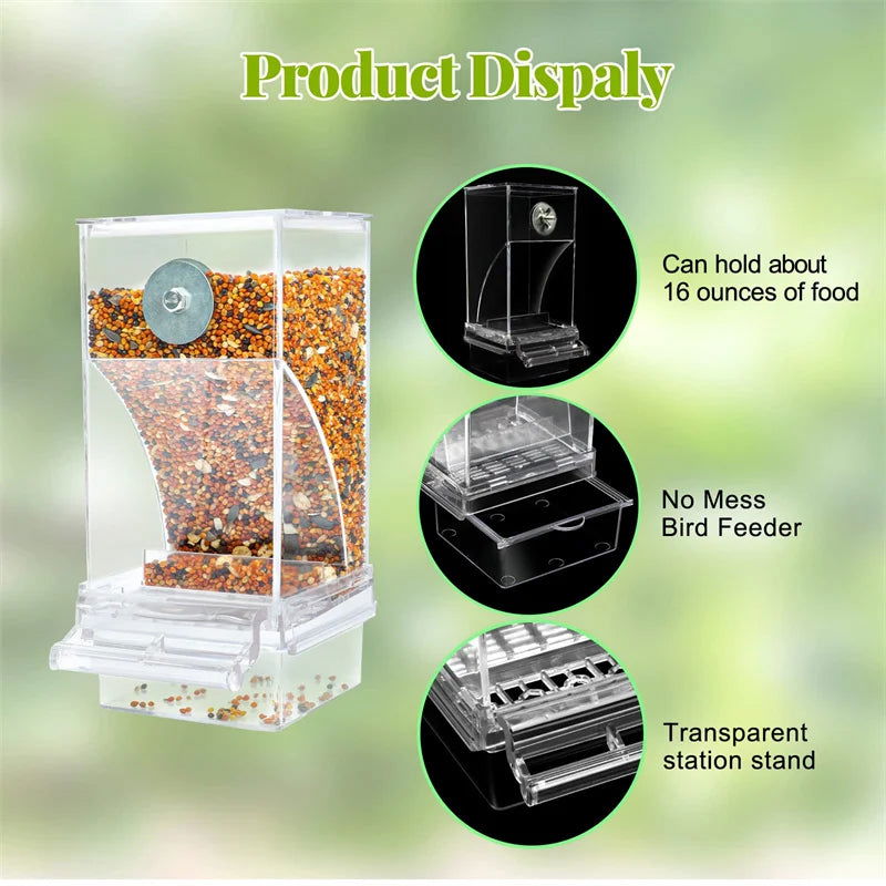 No Mess Bird Feeders Automatic Parrot Feeder Drinker Acrylic Seed Food Container Cage Accessories For Small And Medium Parakeets - Slobuy