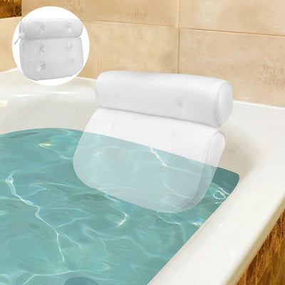 Non-Slip Bath Pillow With Suction Cup For Neck and Back Support Breathable 3D Mesh Bathtub Spa Head Rest Bathroom Supply - Slobuy