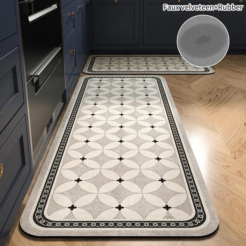 Non-slip Kitchen Rug Diatomite Mat Retro Long Rugs Super Absorbent Floor Mats Entrance Doormat Kitchen Carpet for Living Room - Slobuy