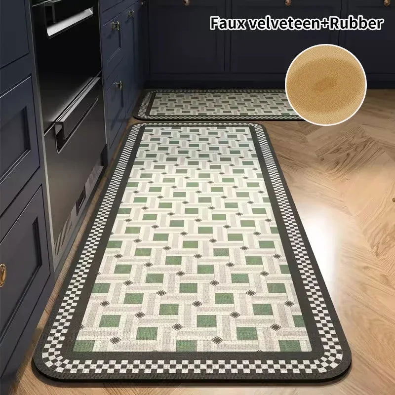Non-slip Kitchen Rug Diatomite Mat Retro Long Rugs Super Absorbent Floor Mats Entrance Doormat Kitchen Carpet for Living Room - Slobuy