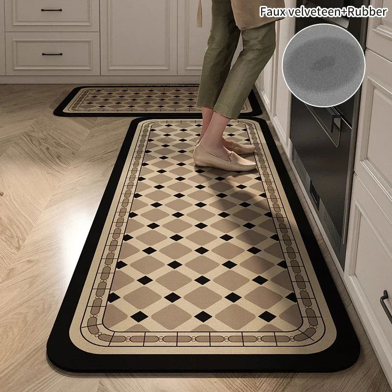 Non-slip Kitchen Rug Diatomite Mat Retro Long Rugs Super Absorbent Floor Mats Entrance Doormat Kitchen Carpet for Living Room - Slobuy