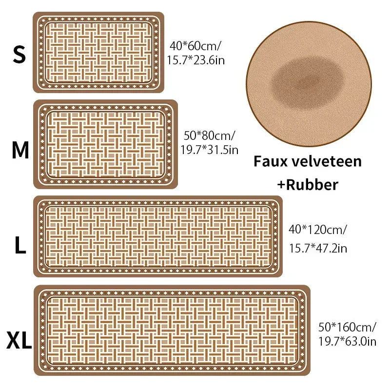 Non-slip Kitchen Rug Diatomite Mat Retro Long Rugs Super Absorbent Floor Mats Entrance Doormat Kitchen Carpet for Living Room - Slobuy