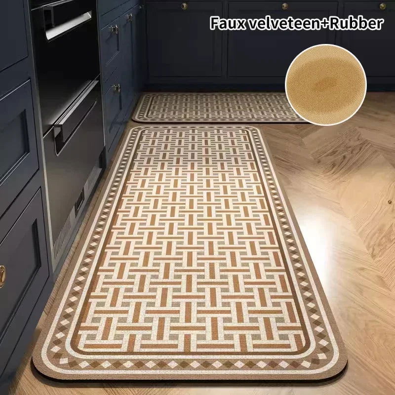 Non-slip Kitchen Rug Diatomite Mat Retro Long Rugs Super Absorbent Floor Mats Entrance Doormat Kitchen Carpet for Living Room - Slobuy