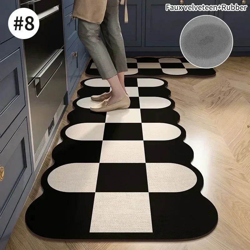 Non-slip Kitchen Rug Diatomite Mat Retro Long Rugs Super Absorbent Floor Mats Entrance Doormat Kitchen Carpet for Living Room - Slobuy