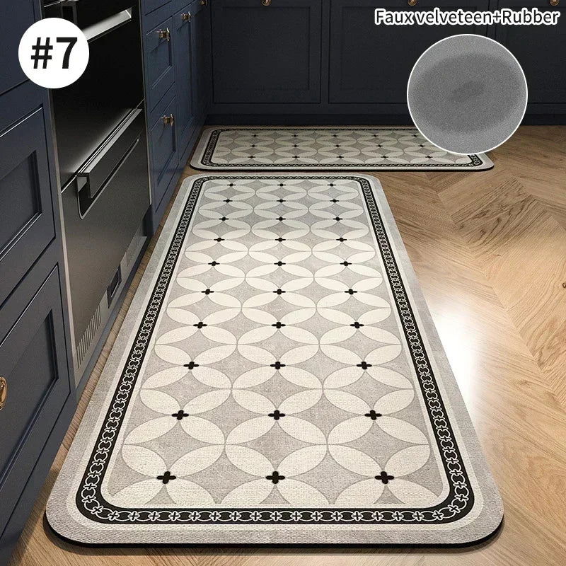 Non-slip Kitchen Rug Diatomite Mat Retro Long Rugs Super Absorbent Floor Mats Entrance Doormat Kitchen Carpet for Living Room - Slobuy