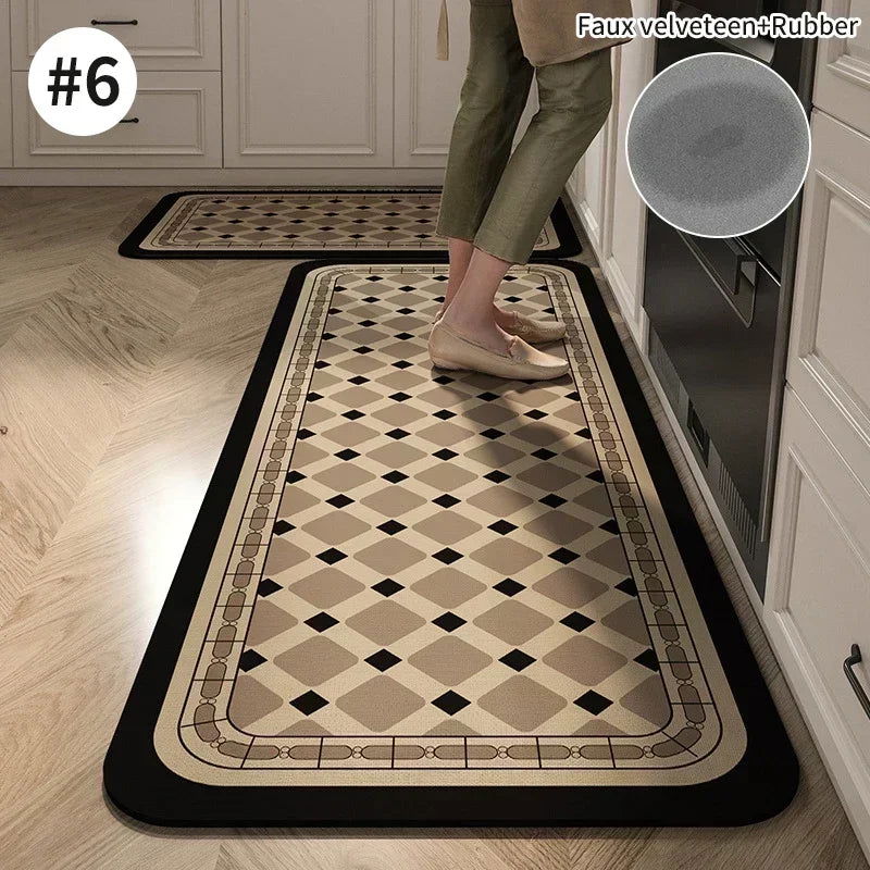 Non-slip Kitchen Rug Diatomite Mat Retro Long Rugs Super Absorbent Floor Mats Entrance Doormat Kitchen Carpet for Living Room - Slobuy