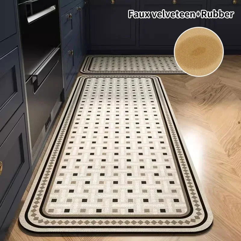 Non-slip Kitchen Rug Diatomite Mat Retro Long Rugs Super Absorbent Floor Mats Entrance Doormat Kitchen Carpet for Living Room - Slobuy