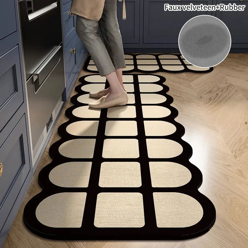 Non-slip Kitchen Rug Diatomite Mat Retro Long Rugs Super Absorbent Floor Mats Entrance Doormat Kitchen Carpet for Living Room - Slobuy