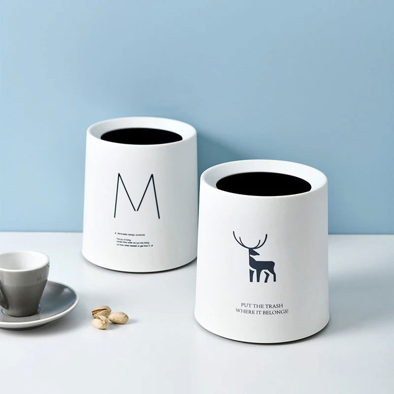 Nordic Desktop Double-Layer Mini Trash Can Household Coffee Table Desk Bedside Storage Bucket Can Be Customized Office Can - Slobuy
