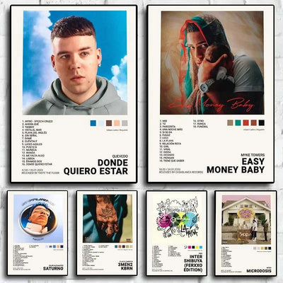 Nordic Pop Rapper Quevedo Poster Aesthetics Mora Feid Eladio Carrion Rauw AlejanDro Music Album Canvas Print Wall Art Room Decor - Slobuy