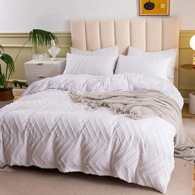 Nordic Style Cut Flowers White Duvet Cover Set Soft Comfortable King Size Bedding Set Queen Twin Solid Home Comforter Covers - Slobuy