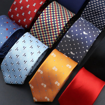 Novelty Men Tie Cartoon Bicycle Airplane Umbrella Patten Red Blue Neckties Leisure Business Daily Wear Cravat Wedding Party Gift - Slobuy