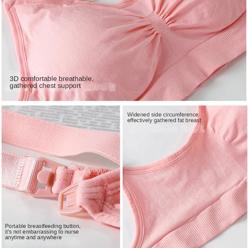 Nursing Bra Wirefree Breastfeeding Underwear Maternity Women Prevent Sagging Pregnancy Clothes Breathable Material Feeding Bras - Slobuy