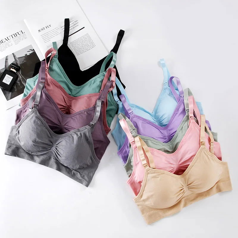 Nursing Bra Wirefree Breastfeeding Underwear Maternity Women Prevent Sagging Pregnancy Clothes Breathable Material Feeding Bras - Slobuy