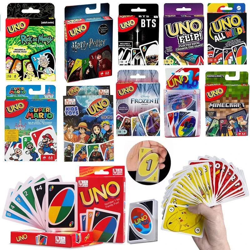 ONE FLIP! Board Games Playing Cards UNO Pikachu Harry Narutos Christmas Card Table Game for Children Adults Birthday Gifts Toys - Slobuy