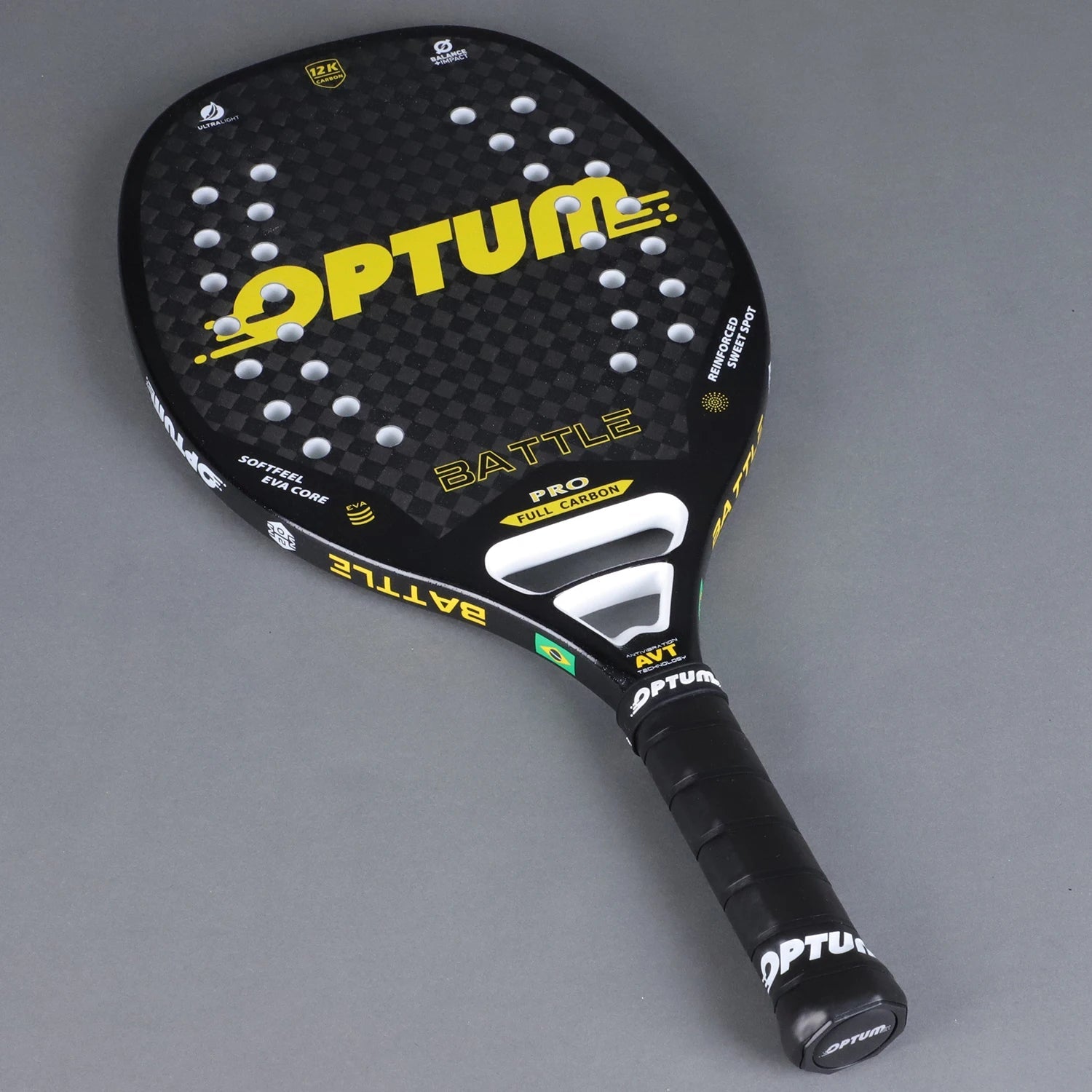 OPTUM BATTLE 12K Carbon Fiber Rough Surface Beach Tennis Racket With Cover Bag - Slobuy