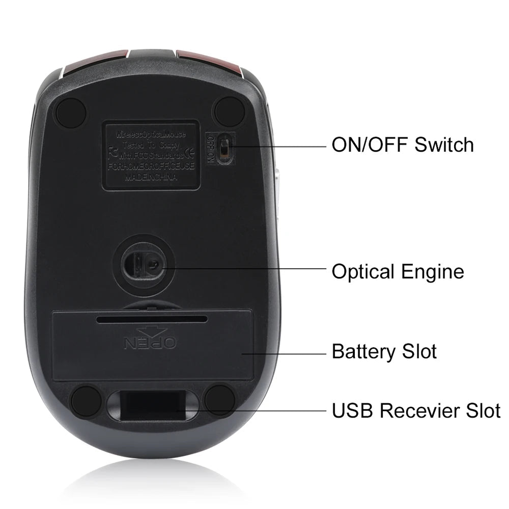 ORZERHOME 2.4GHz Wireless Mouse Adjustable DPI Gaming 6 Buttons Optical Mice With USB Receiver Mouse For Computer PC Accessories - Slobuy