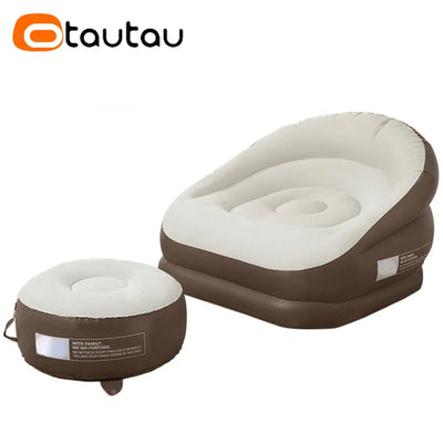 OTAUTAU Outdoor Inflatable Sofa with Footrest Ottoman Stool Portable Camping Folding Furniture Chasie Lounge Recliner SF101 - Slobuy