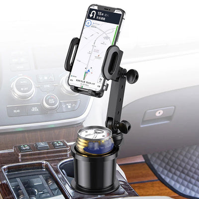 OUTMIX Car Cup Holder Expander with Cell Phone Mount 360 Rotation Cup Holder Expander Smartphone Mount Auto Interior Accessories - Slobuy