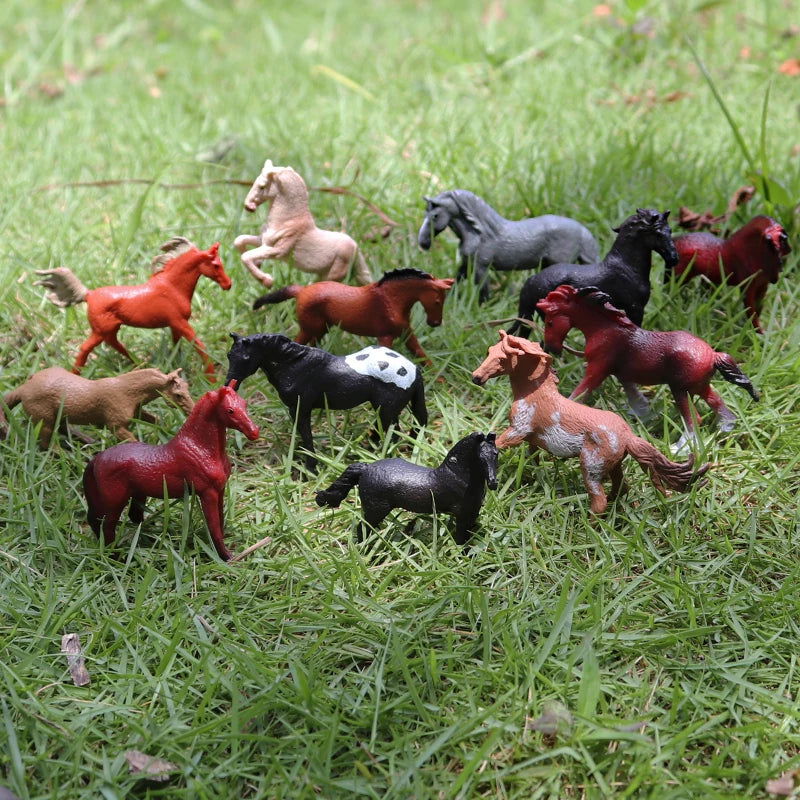 Oenux Montessori Miniature Lion Shark Horse Dinosaur Animals Model Set Action Figures Figurine Zoo Cute Education Kids Toy Gift - Slobuy