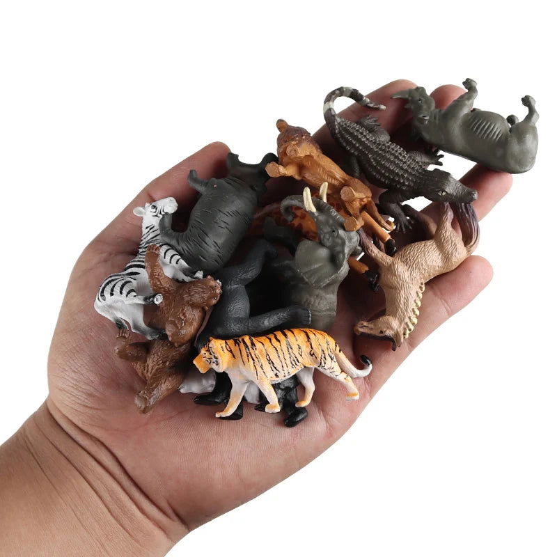 Oenux Montessori Miniature Lion Shark Horse Dinosaur Animals Model Set Action Figures Figurine Zoo Cute Education Kids Toy Gift - Slobuy