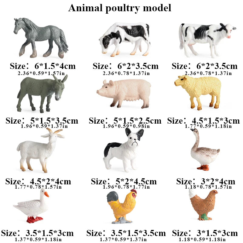 Oenux Montessori Miniature Lion Shark Horse Dinosaur Animals Model Set Action Figures Figurine Zoo Cute Education Kids Toy Gift - Slobuy