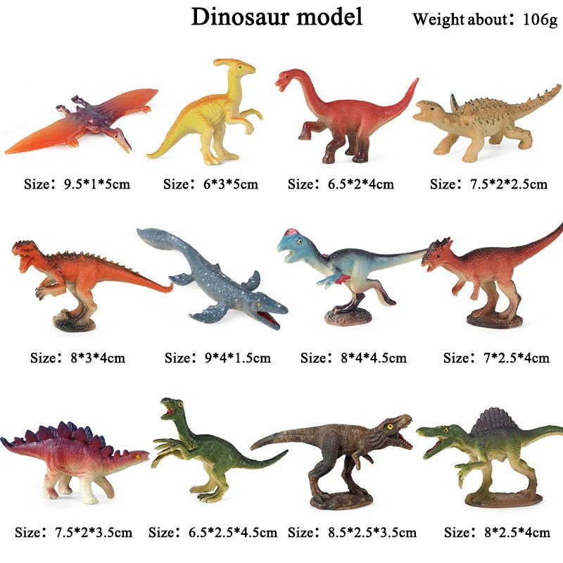 Oenux Montessori Miniature Lion Shark Horse Dinosaur Animals Model Set Action Figures Figurine Zoo Cute Education Kids Toy Gift - Slobuy