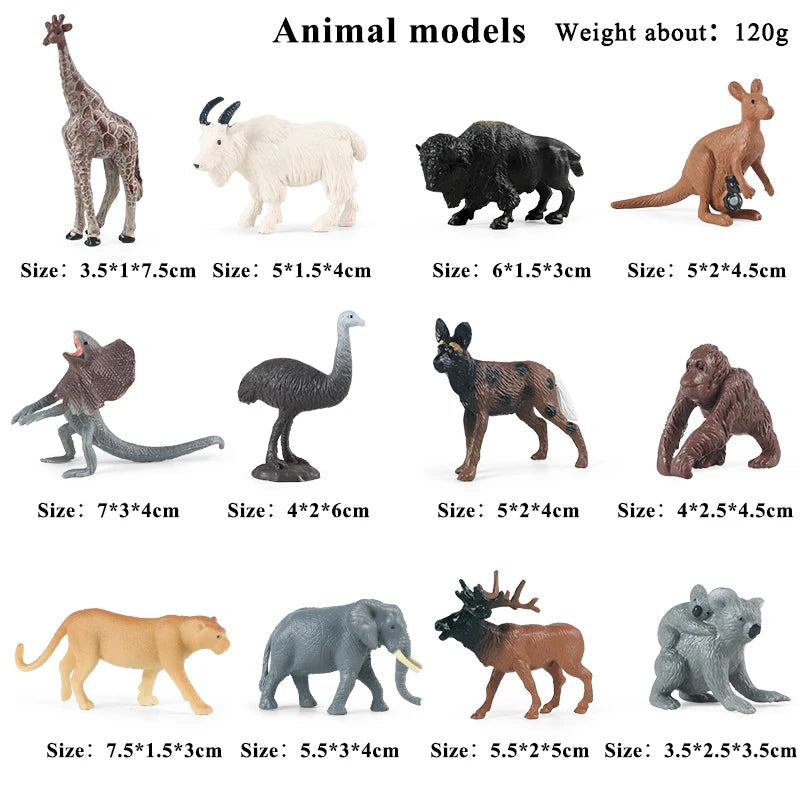 Oenux Montessori Miniature Lion Shark Horse Dinosaur Animals Model Set Action Figures Figurine Zoo Cute Education Kids Toy Gift - Slobuy