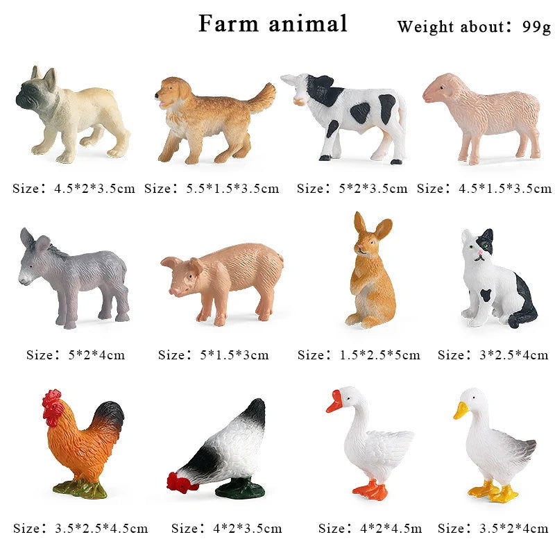 Oenux Montessori Miniature Lion Shark Horse Dinosaur Animals Model Set Action Figures Figurine Zoo Cute Education Kids Toy Gift - Slobuy