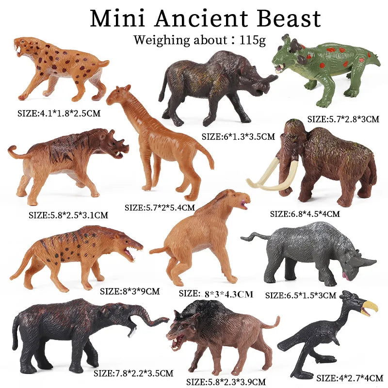 Oenux Montessori Miniature Lion Shark Horse Dinosaur Animals Model Set Action Figures Figurine Zoo Cute Education Kids Toy Gift - Slobuy