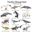 Oenux Montessori Miniature Lion Shark Horse Dinosaur Animals Model Set Action Figures Figurine Zoo Cute Education Kids Toy Gift - Slobuy