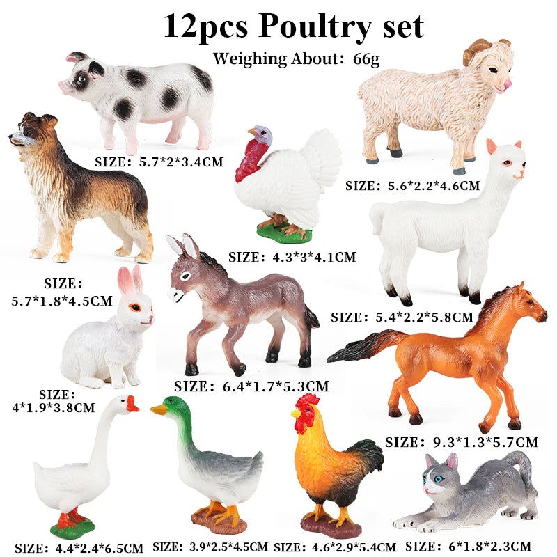 Oenux Montessori Miniature Lion Shark Horse Dinosaur Animals Model Set Action Figures Figurine Zoo Cute Education Kids Toy Gift - Slobuy