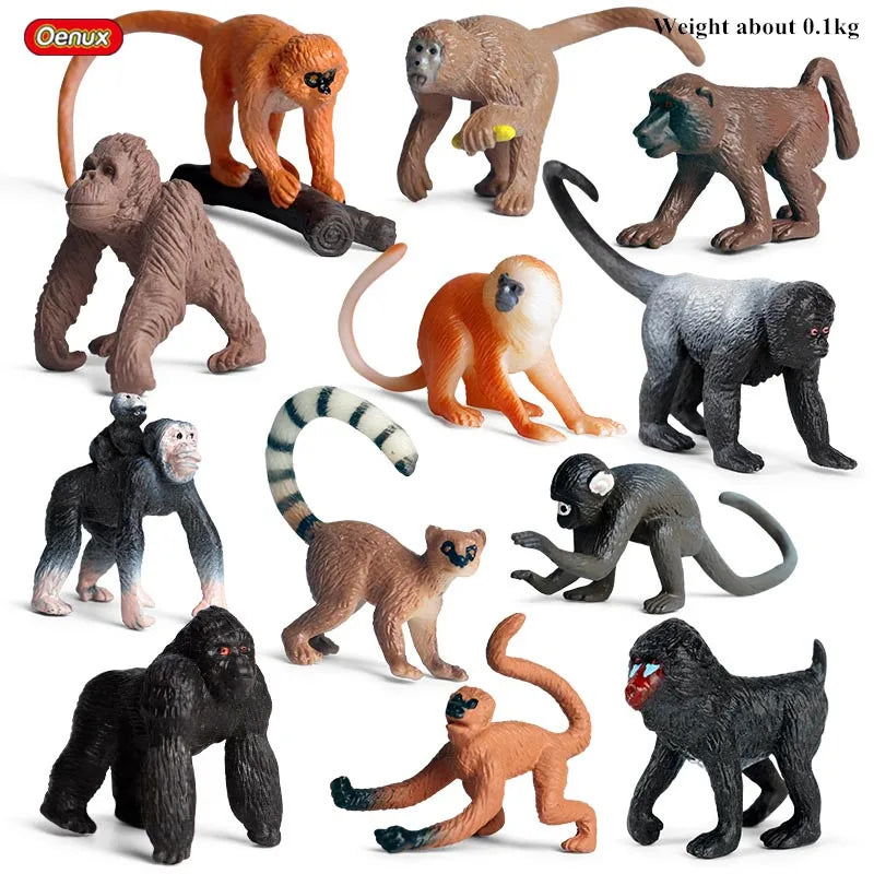 Oenux Montessori Miniature Lion Shark Horse Dinosaur Animals Model Set Action Figures Figurine Zoo Cute Education Kids Toy Gift - Slobuy