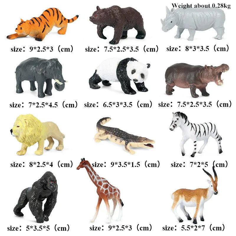 Oenux Montessori Miniature Lion Shark Horse Dinosaur Animals Model Set Action Figures Figurine Zoo Cute Education Kids Toy Gift - Slobuy