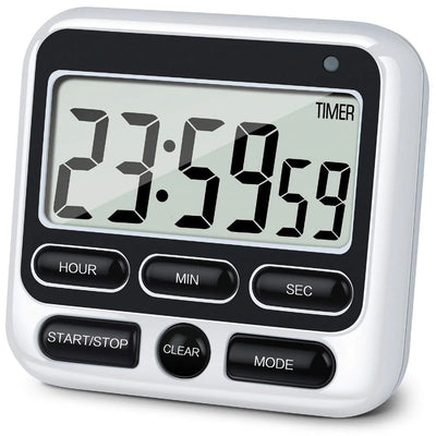 LCD Display Digital Kitchen Timer with Mute/Loud Alarm Switch ON/Off Switch 24 Hour Clock Alarm for Kids Teachers Cooking - Slobuy