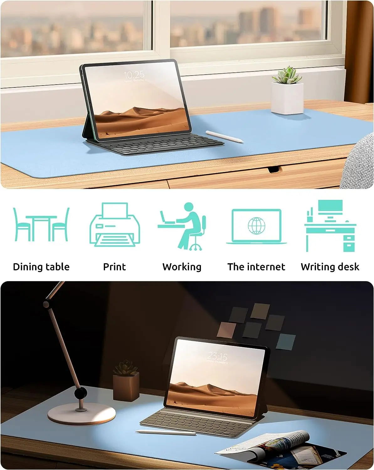Office Desk Mat,Non-Slip PU Leather Desk Blotter, Computer Desk Pad, Waterproof Desk Writing Pad for Office and Home 60cm x 35cm - Slobuy