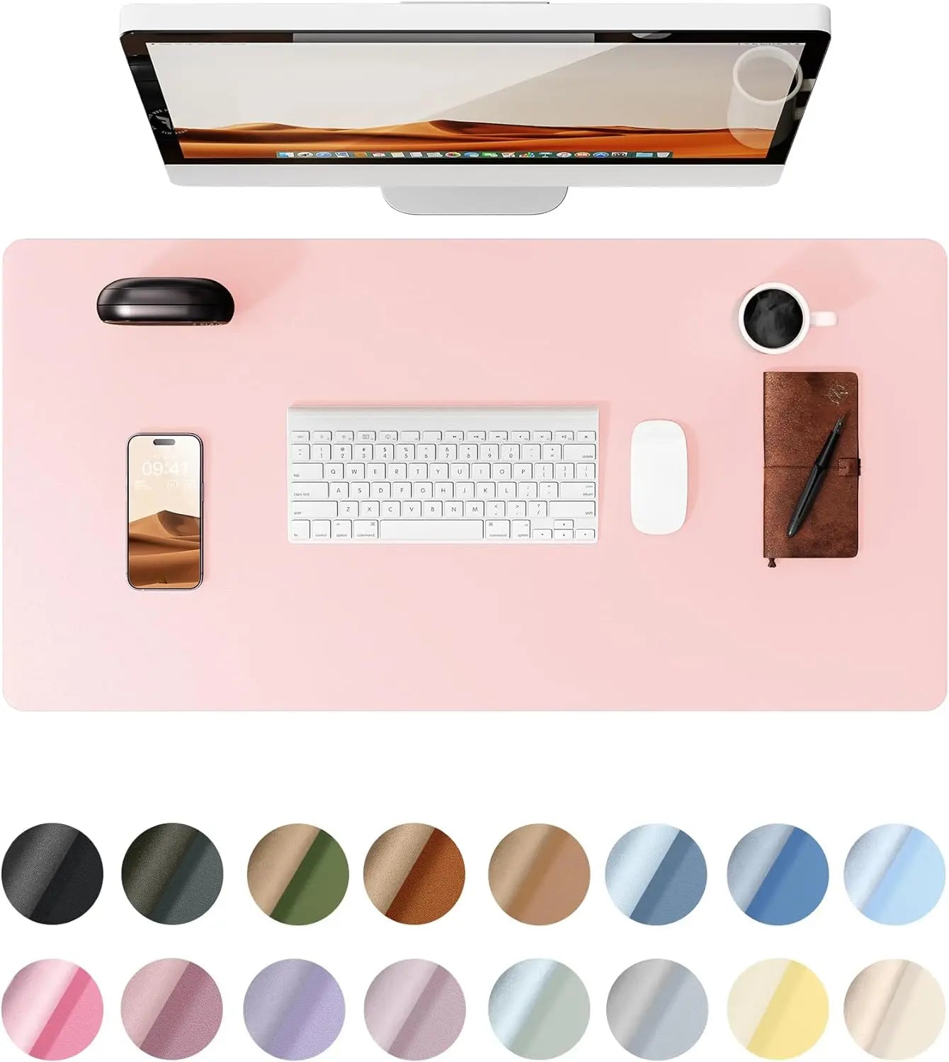 Office Desk Mat,Non-Slip PU Leather Desk Blotter, Computer Desk Pad, Waterproof Desk Writing Pad for Office and Home 60cm x 35cm - Slobuy