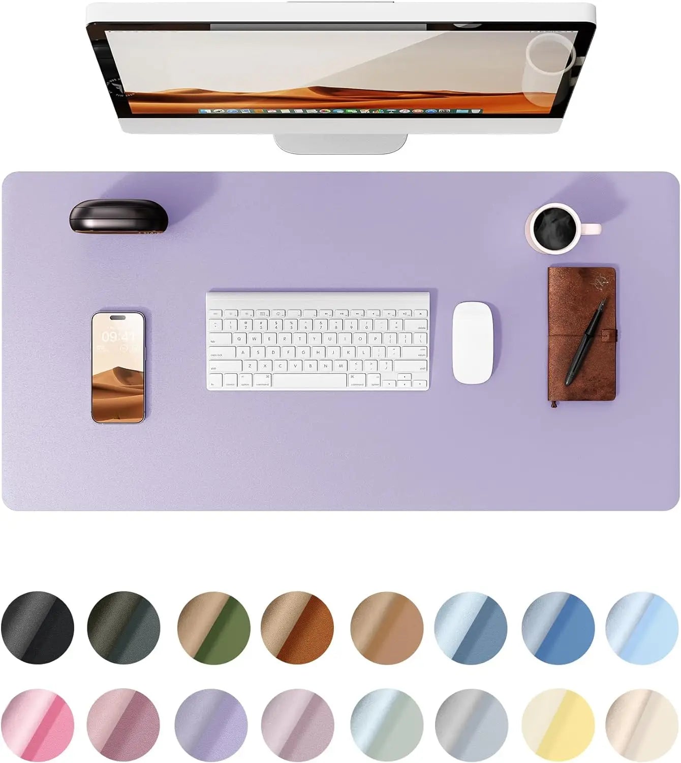 Office Desk Mat,Non-Slip PU Leather Desk Blotter, Computer Desk Pad, Waterproof Desk Writing Pad for Office and Home 60cm x 35cm - Slobuy