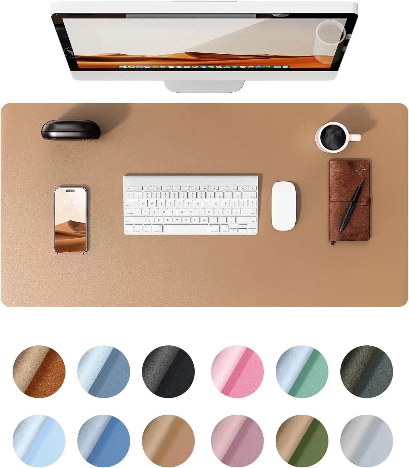 Office Desk Mat,Non-Slip PU Leather Desk Blotter, Computer Desk Pad, Waterproof Desk Writing Pad for Office and Home 60cm x 35cm - Slobuy