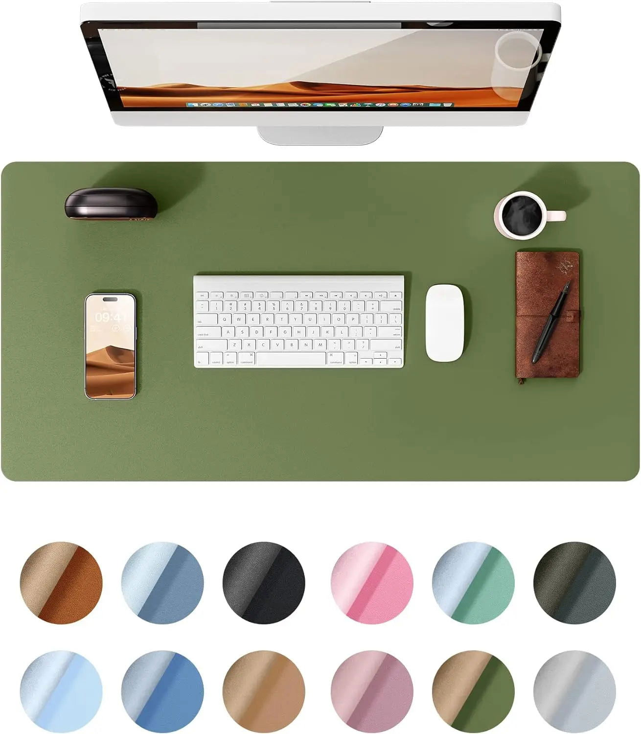 Office Desk Mat,Non-Slip PU Leather Desk Blotter, Computer Desk Pad, Waterproof Desk Writing Pad for Office and Home 60cm x 35cm - Slobuy