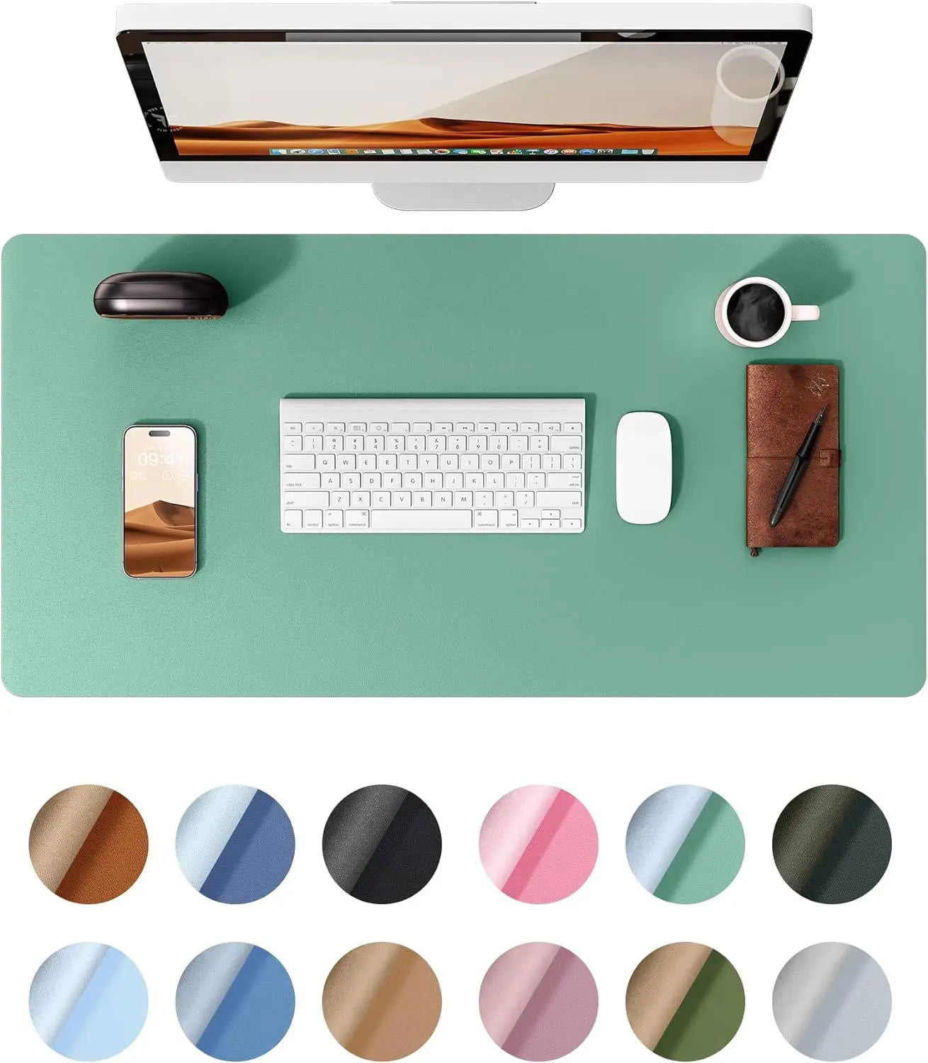 Office Desk Mat,Non-Slip PU Leather Desk Blotter, Computer Desk Pad, Waterproof Desk Writing Pad for Office and Home 60cm x 35cm - Slobuy