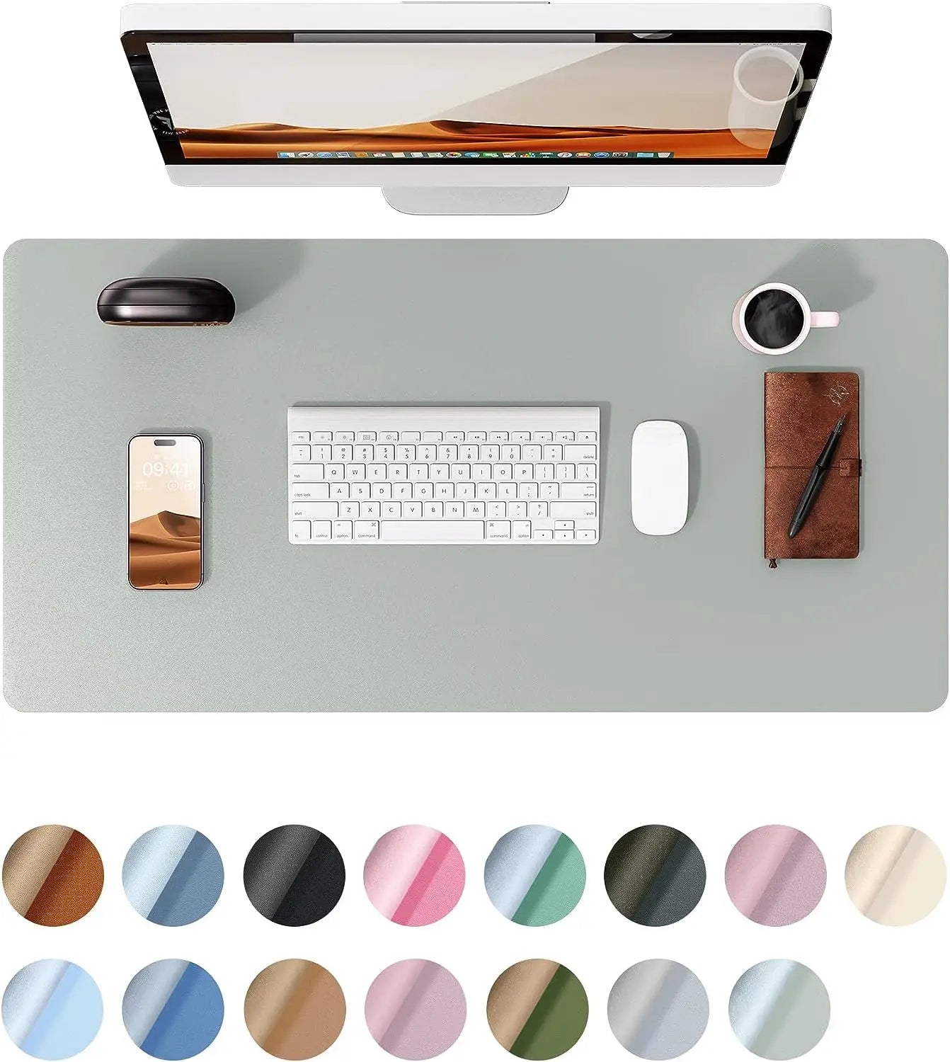 Office Desk Mat,Non-Slip PU Leather Desk Blotter, Computer Desk Pad, Waterproof Desk Writing Pad for Office and Home 60cm x 35cm - Slobuy