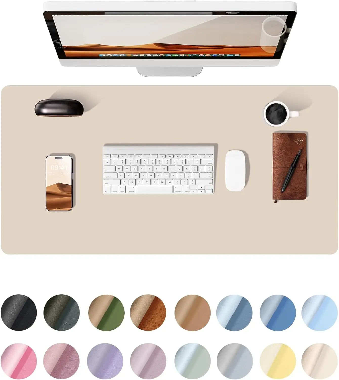 Office Desk Mat,Non-Slip PU Leather Desk Blotter, Computer Desk Pad, Waterproof Desk Writing Pad for Office and Home 60cm x 35cm - Slobuy