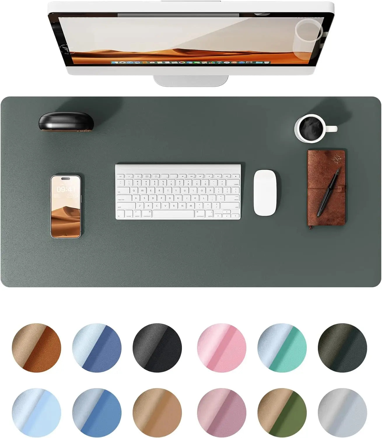 Office Desk Mat,Non-Slip PU Leather Desk Blotter, Computer Desk Pad, Waterproof Desk Writing Pad for Office and Home 60cm x 35cm - Slobuy