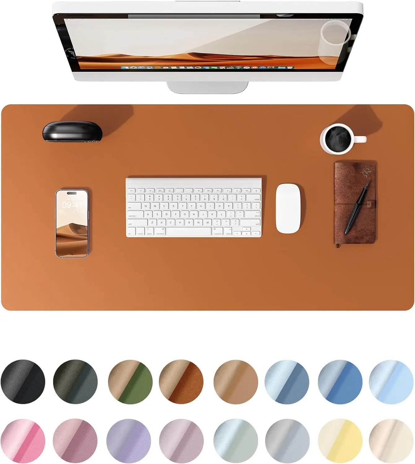 Office Desk Mat,Non-Slip PU Leather Desk Blotter, Computer Desk Pad, Waterproof Desk Writing Pad for Office and Home 60cm x 35cm - Slobuy