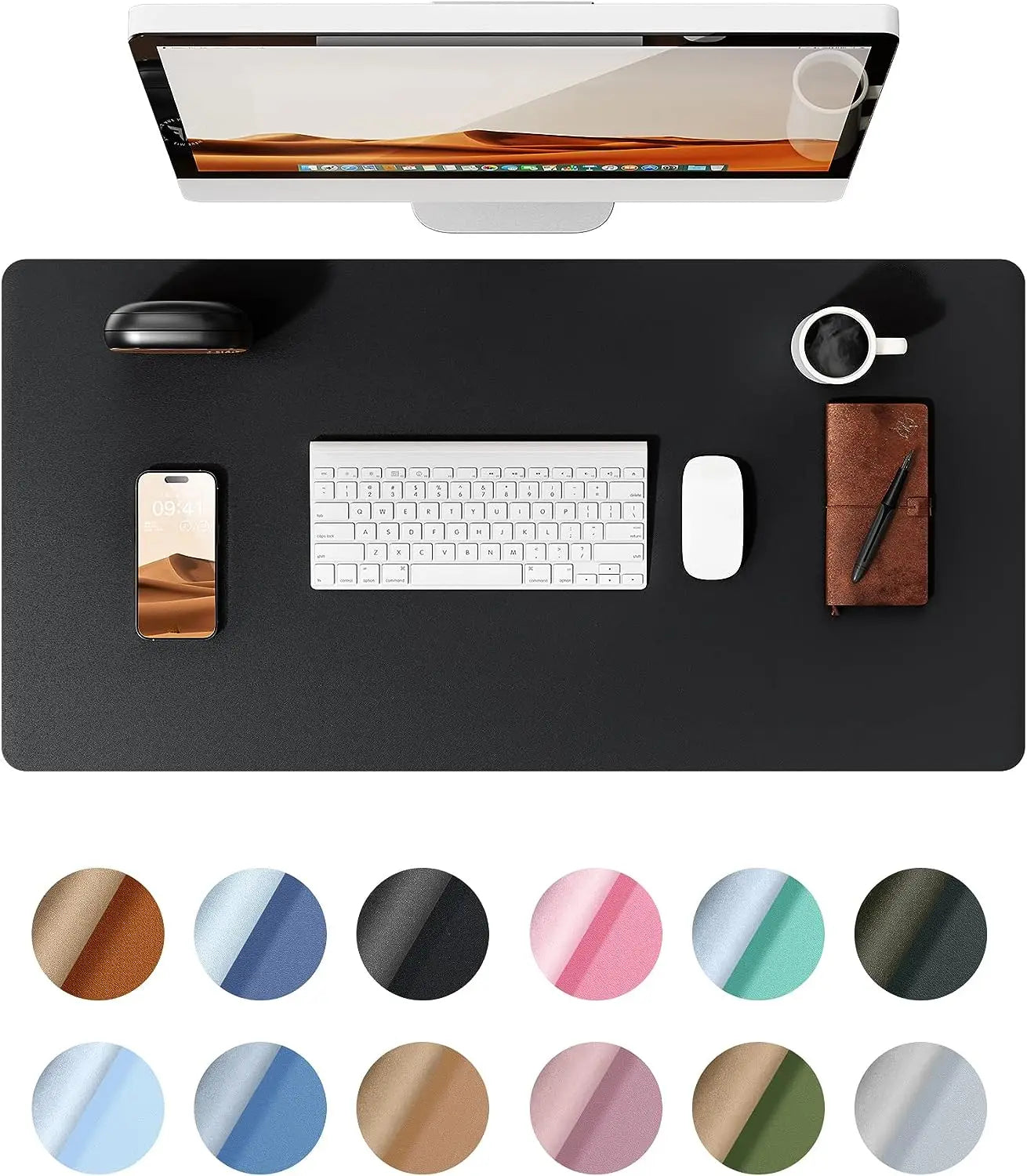 Office Desk Mat,Non-Slip PU Leather Desk Blotter, Computer Desk Pad, Waterproof Desk Writing Pad for Office and Home 60cm x 35cm - Slobuy