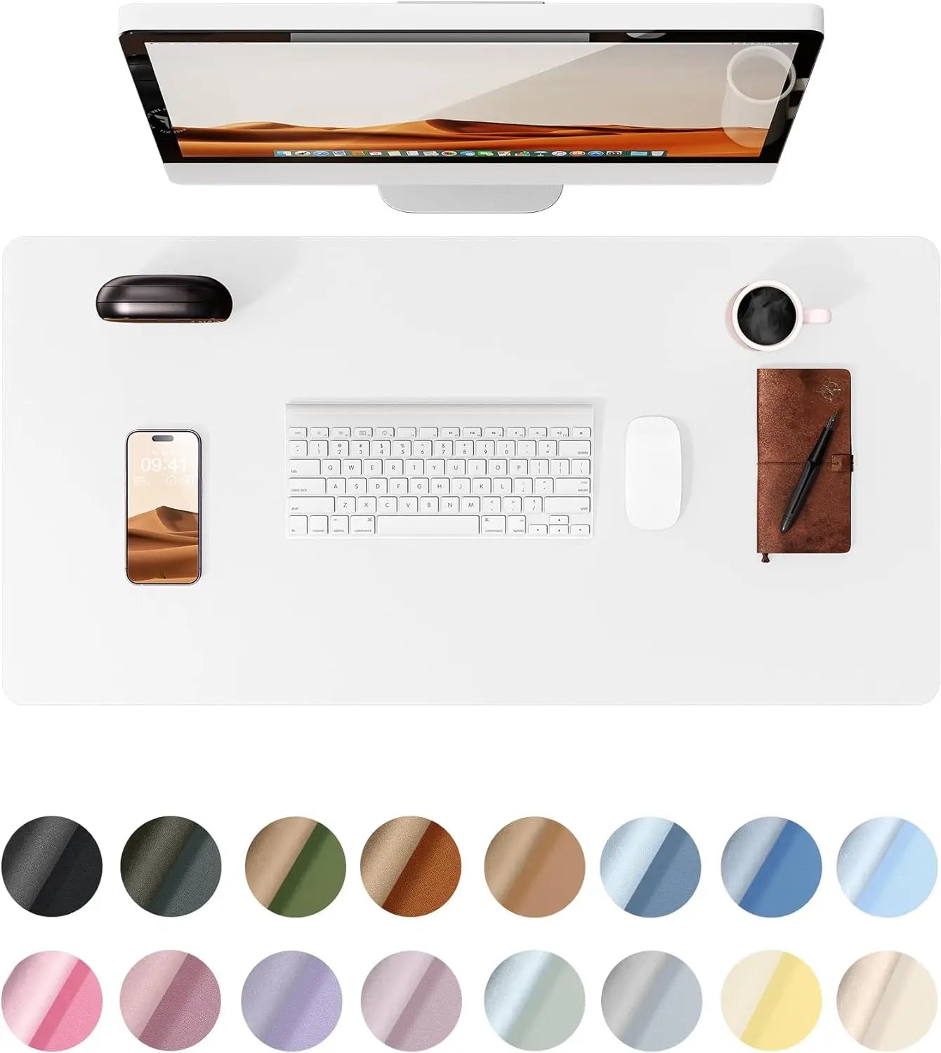 Office Desk Mat,Non-Slip PU Leather Desk Blotter, Computer Desk Pad, Waterproof Desk Writing Pad for Office and Home 60cm x 35cm - Slobuy