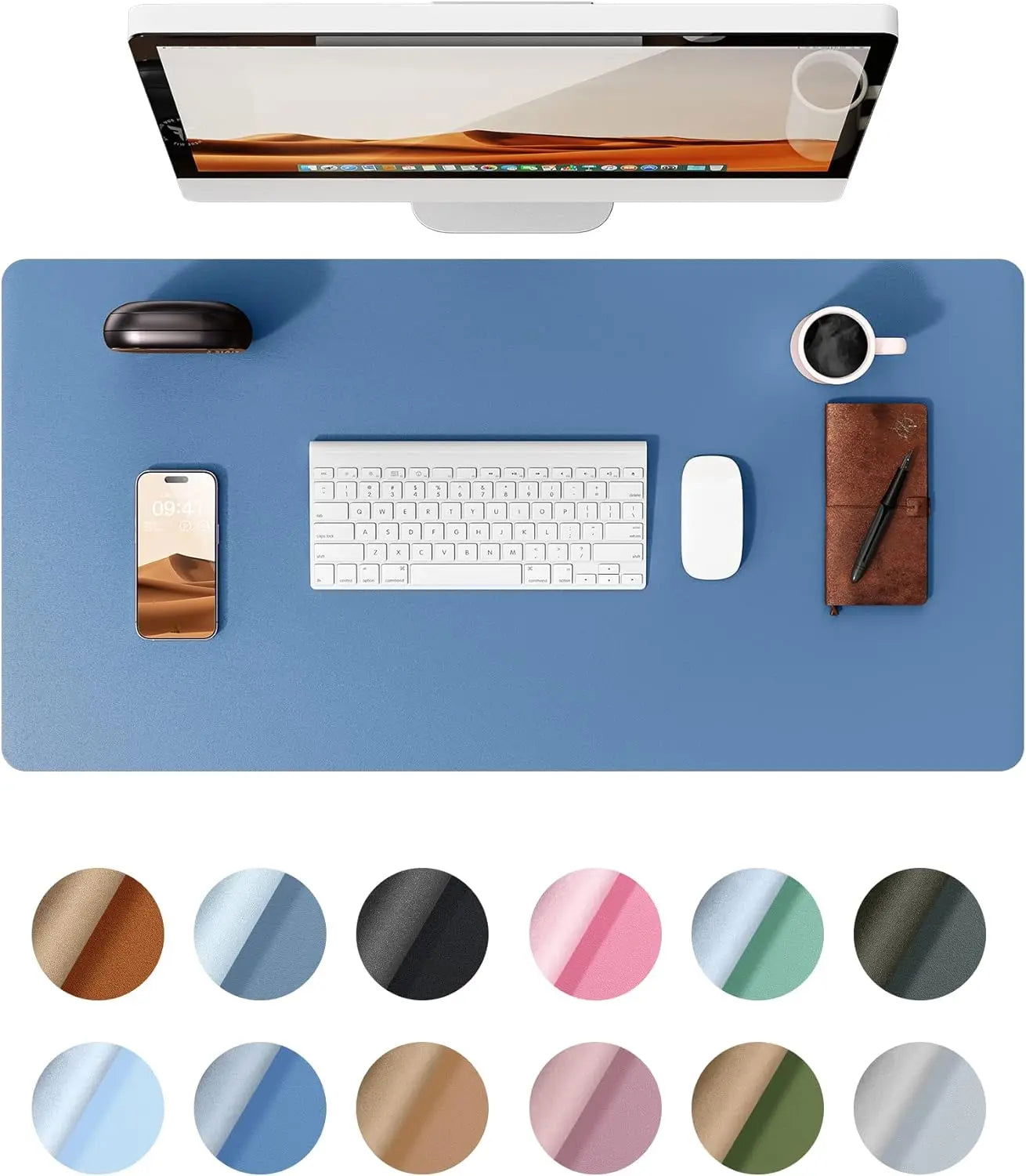 Office Desk Mat,Non-Slip PU Leather Desk Blotter, Computer Desk Pad, Waterproof Desk Writing Pad for Office and Home 60cm x 35cm - Slobuy