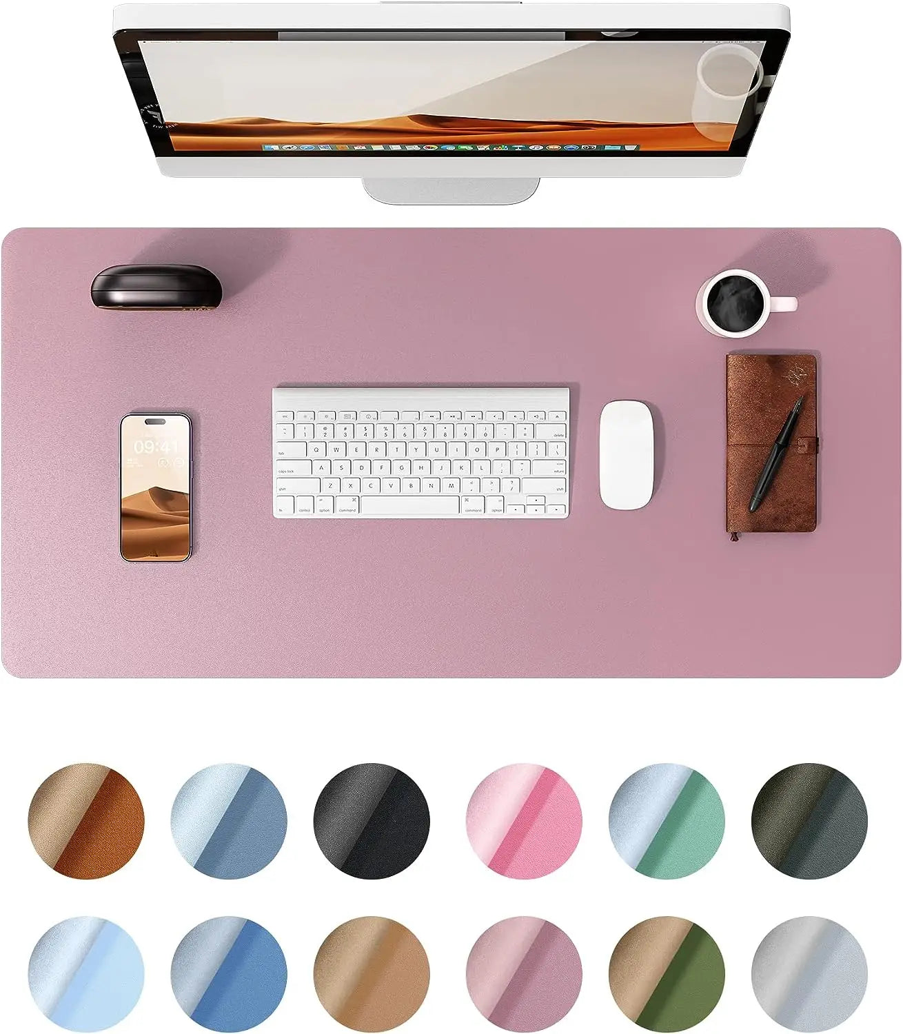 Office Desk Mat,Non-Slip PU Leather Desk Blotter, Computer Desk Pad, Waterproof Desk Writing Pad for Office and Home 60cm x 35cm - Slobuy