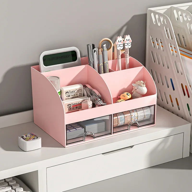Office Desktop Storage Box Organizer Transparent Small Drawer Storage Cabinet Student Desk Stationery Sundries Organizer Boxes - Slobuy